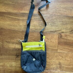 Stylish Black and Green Prima Crossbody Bag 9” x 7”